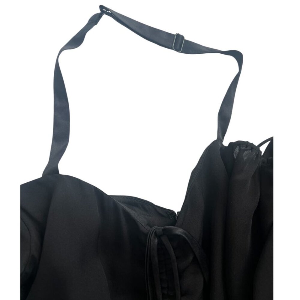 NWT Cinq a Sept Lorne Black Silk Off Shoulder Halter Top XS Reg. $365 - Picture 7 of 12
